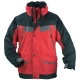 ICEBERG piros/fekete vitorlázókabát, PVC-vel vízhatlanított poliészter alapanyag, 3 az 1-ben (pulóver+dzseki+kabát)