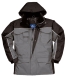 Ripstop kéttónusú kabát, fekete / szürke, 100% poliészter PVC bevont szakadás biztos anyag 250g