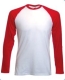 Baseball T Long Sleeve, 160g, White Red, fehér- piros hosszúujjú póló