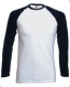 Baseball T Long Sleeve, 160g, White Deep Navy, fehér-sötétkék hosszúujjú póló