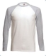 Baseball T Long Sleeve, 160g, White Heather Grey, fehér-szürke hosszúujjú póló