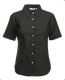 Lady-Fit Short Sleeve Oxford Shirt, 130g, Black-Fekete