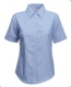 Lady-Fit Short Sleeve Oxford Shirt, 130g, Oxford Blue-Oxford kék