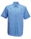 Short Sleeve Poplin Shirt, 120g, Mid Blue-Középkék